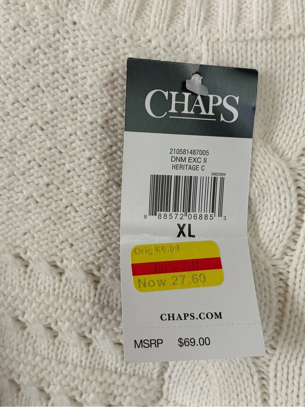 Chaps NWT Cream Cable-Knit Short Sleeve Sweater Women’s size XL